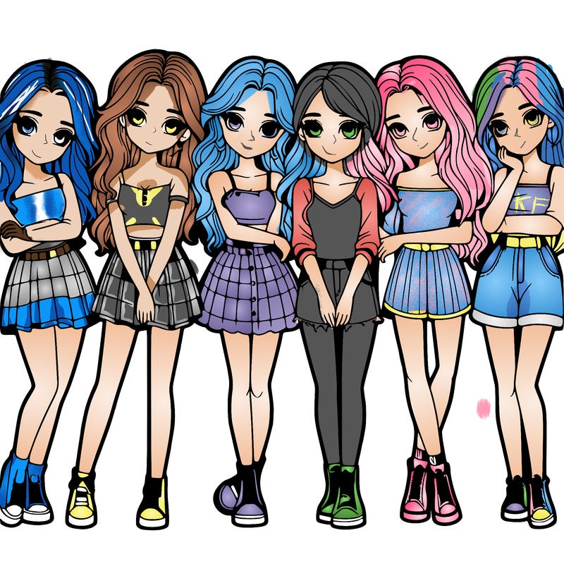 a group of girls realistic