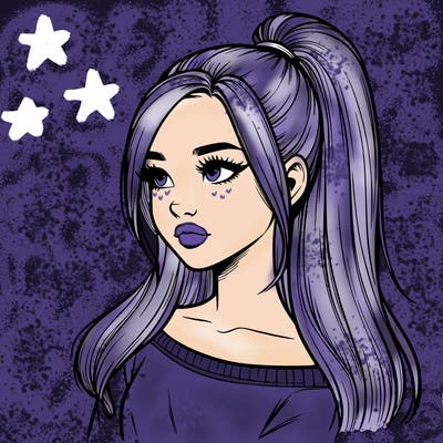 realistic girl with a high ponytail