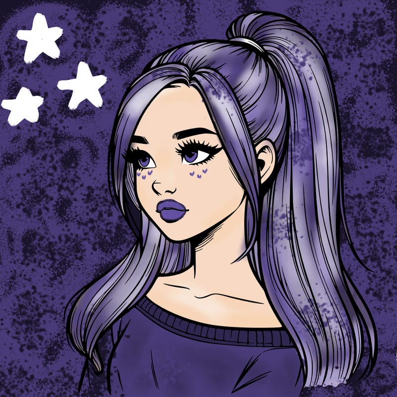 realistic girl with a high ponytail