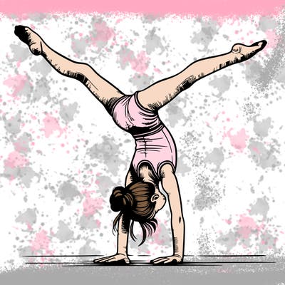 realistic gymnastic hand stand girl in four splits