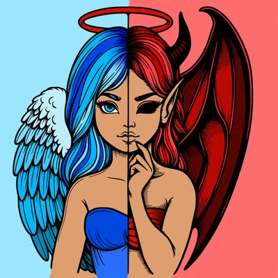 realistic angel half demon