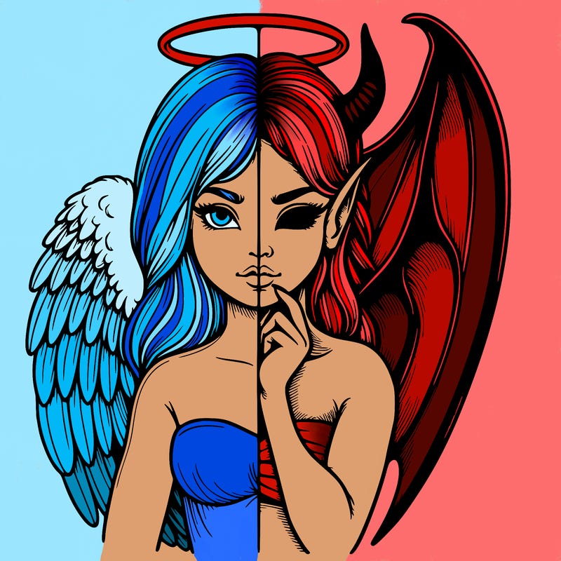 realistic angel half demon