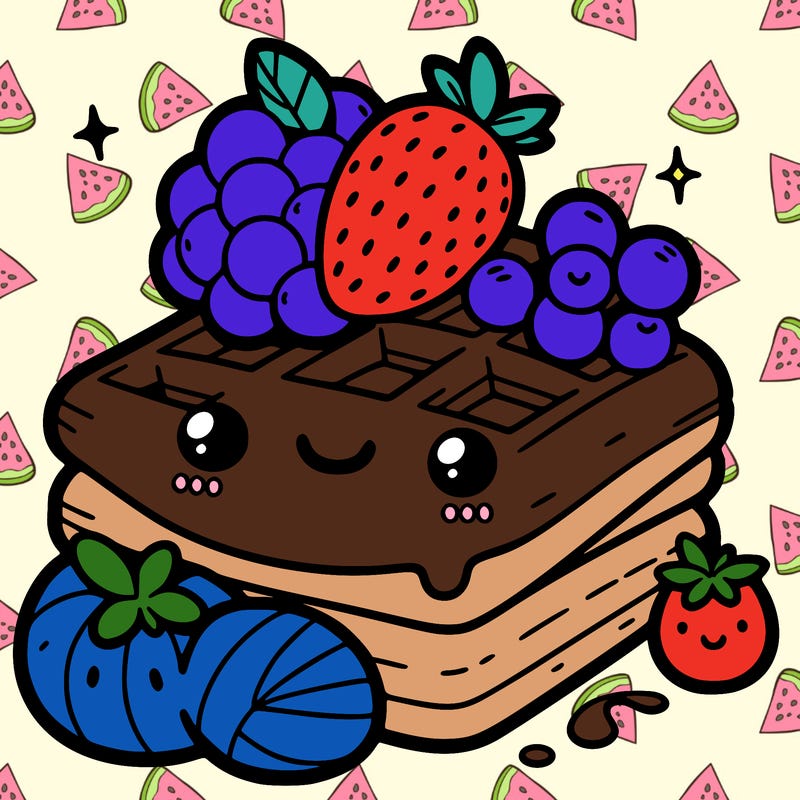 simple waffle with fruit