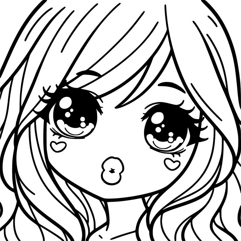 cute girl with long hair and lips