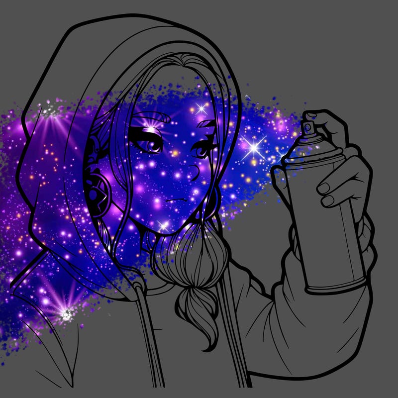 a realistic girl, spray painting