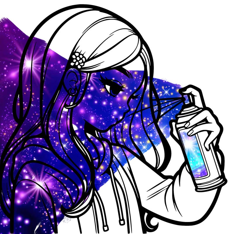 a realistic girl spray painting