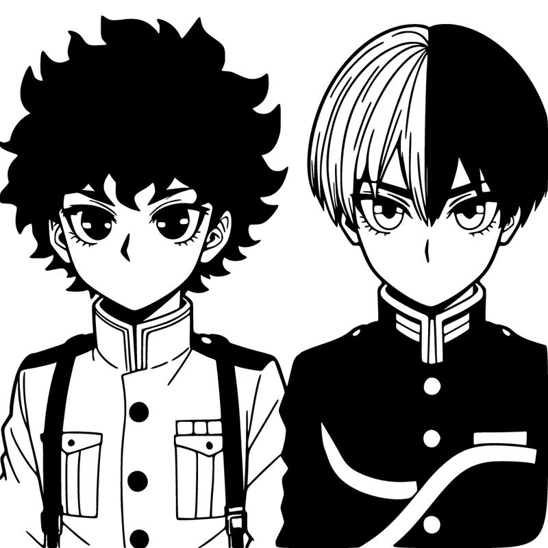 deku and todoroki, anime, manga