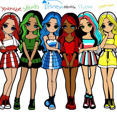 a group of girls realistic