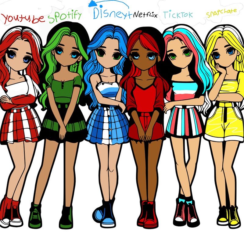 a group of girls realistic