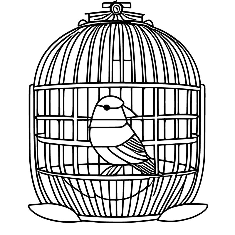 a birdcage with a bird inside