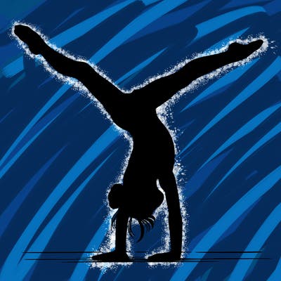 realistic gymnastic hand stand girl in four splits