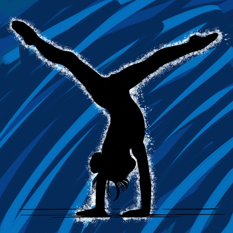 realistic gymnastic hand stand girl in four splits