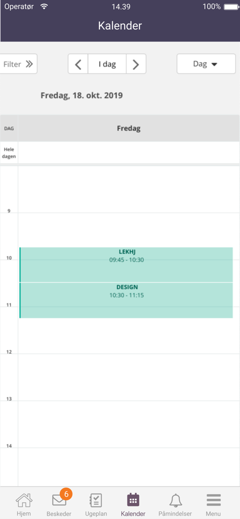 ElevIntra - Screenshot of the ElevIntra education app calendar interface showing a daily class schedule for students