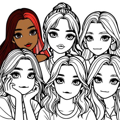 a group of girls realistic