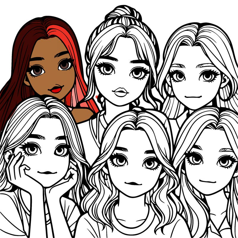 a group of girls realistic