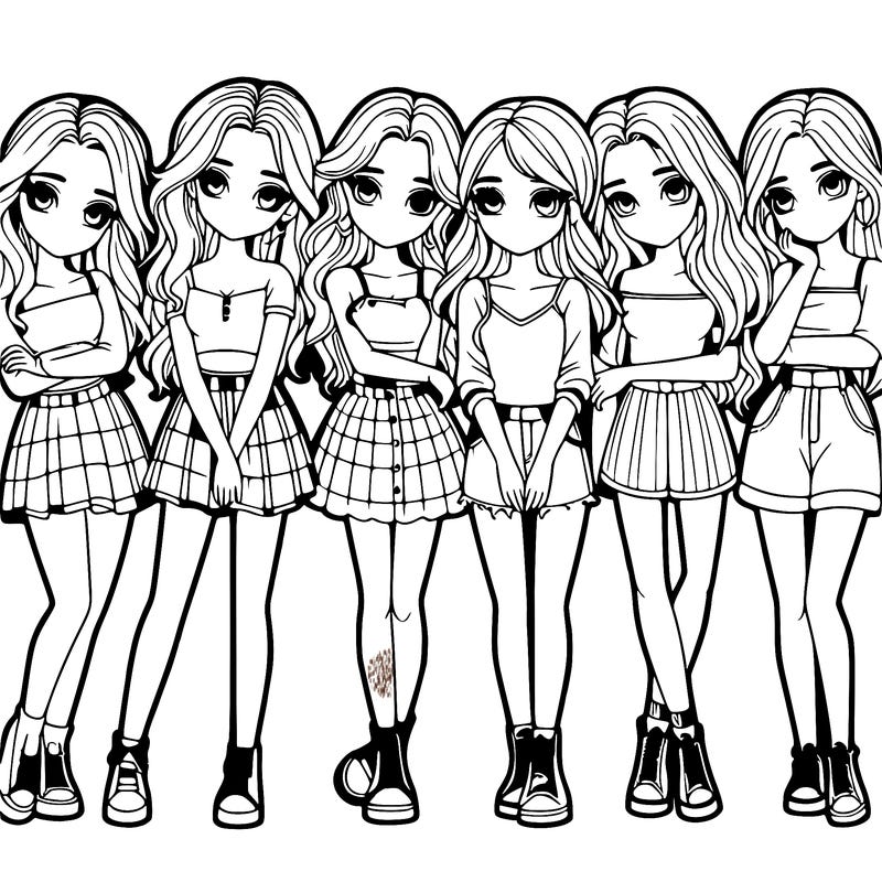 a group of girls realistic