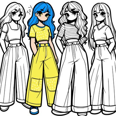 girls with wide pants and a croc top