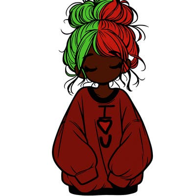 girl with baggy sweatshirt and messy bun