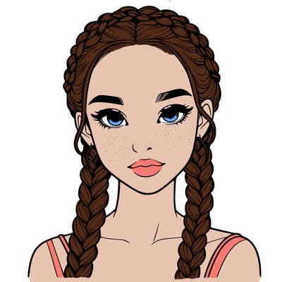realistic girl with braids