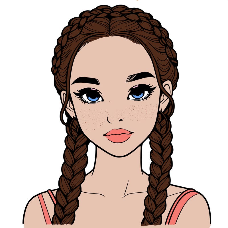 realistic girl with braids