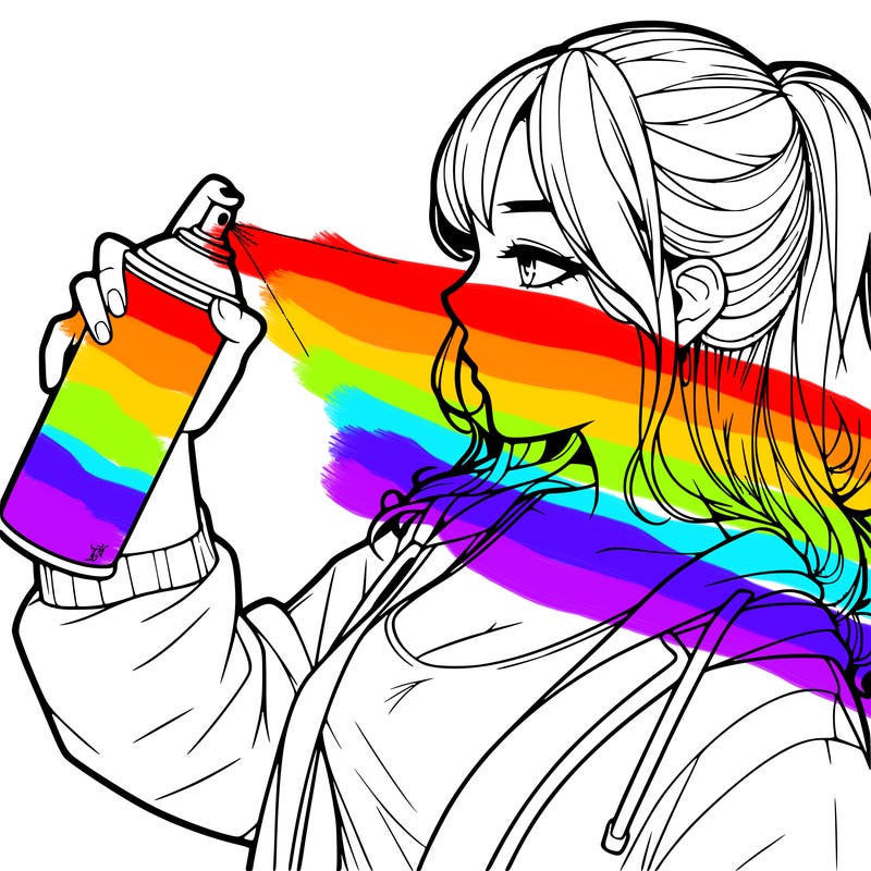 a realistic girl spray, painting