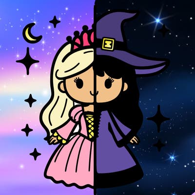 split princess and witch