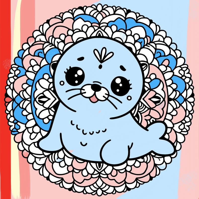 a cute baby seal mandala