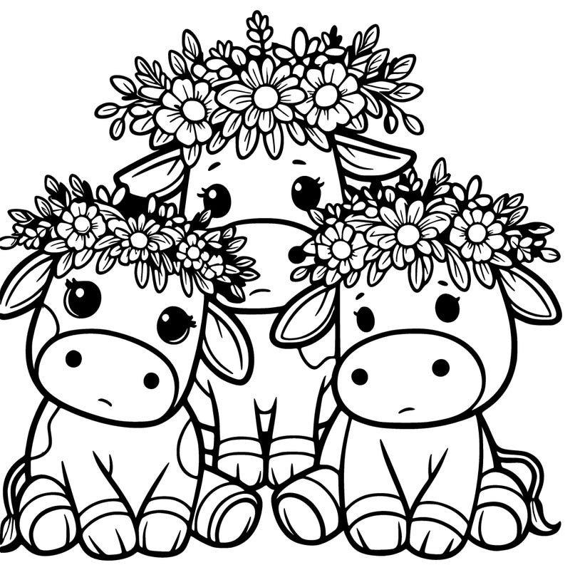 cows with a crown of flowers
