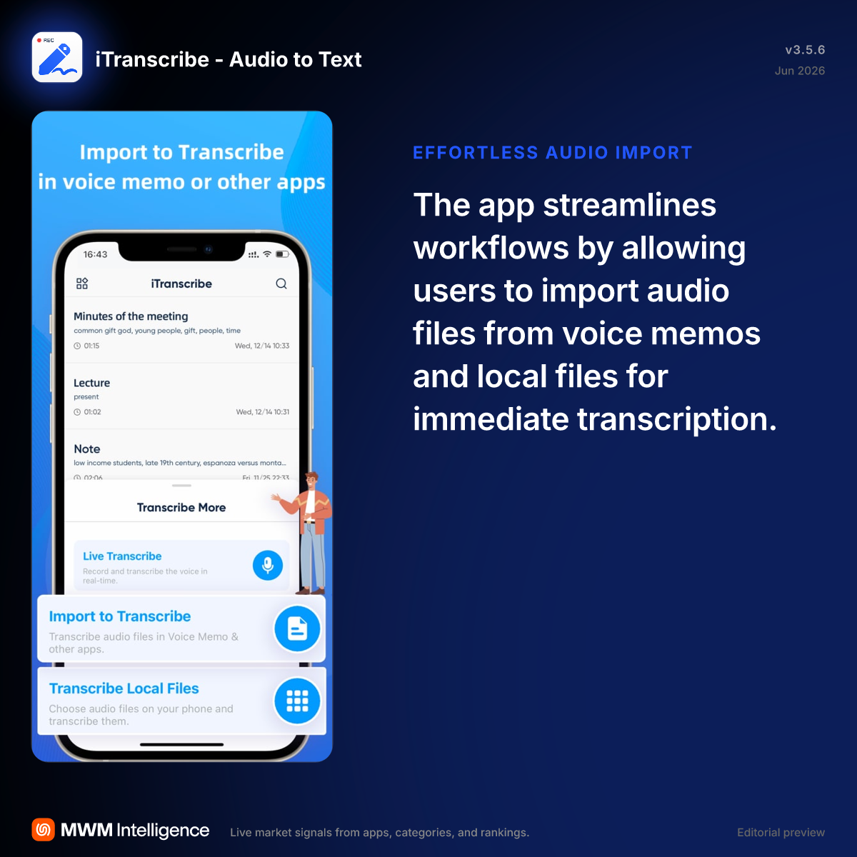 iTranscribe - Audio to Text - Productivity App | MWM