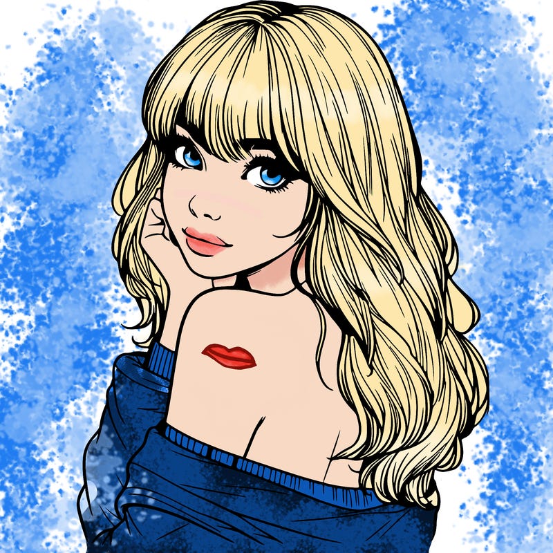 realistic girl with bangs looking over her shoulder