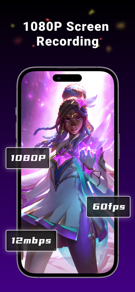 Screen Recorder:Video Recorder - 1080P 60fps screen recording interface showing high quality video settings for mobile gaming