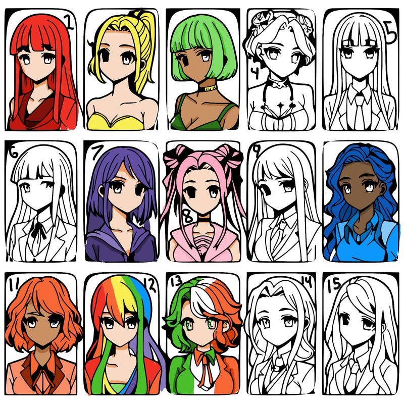 girls that look diffrent anime