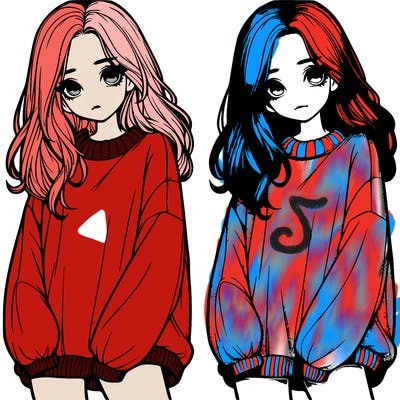 realistic girl with baggy sweater