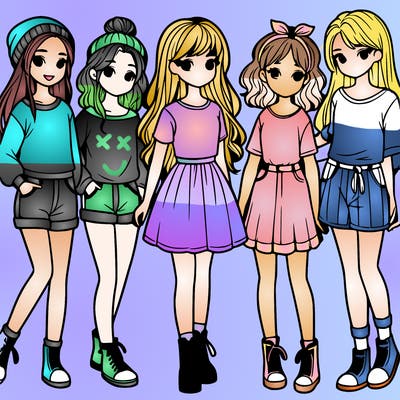 a group of five girls