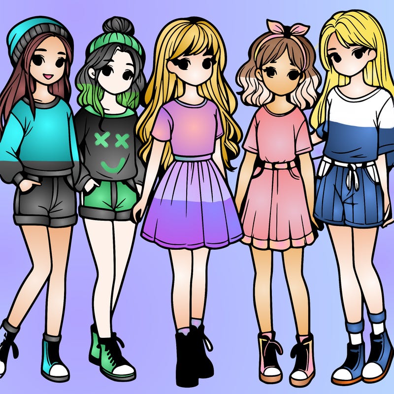 a group of five girls