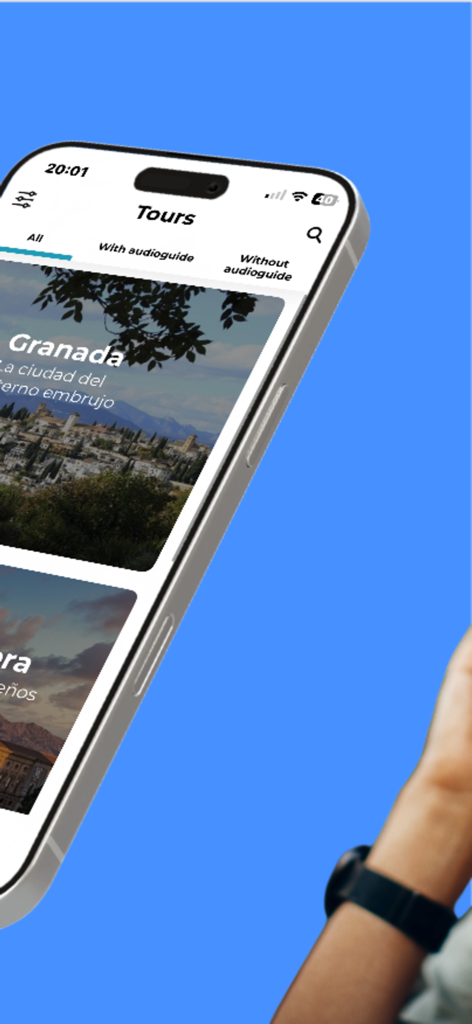Alhambra Audioguide & Tours - Schermata dell'app Alhambra Audioguide che mostra i tour disponibili a Granada