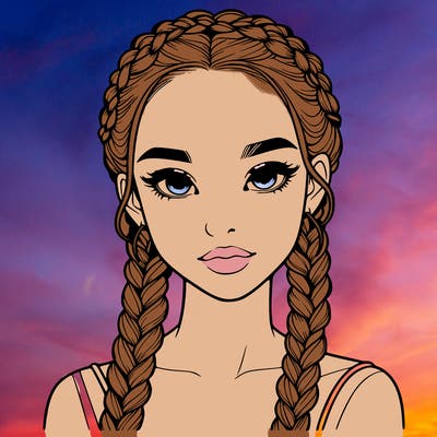 realistic girl with braids