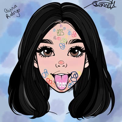 realistic girl with her tongue out