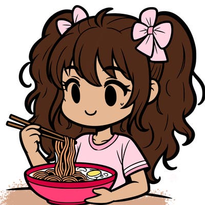 a girl eating ramen