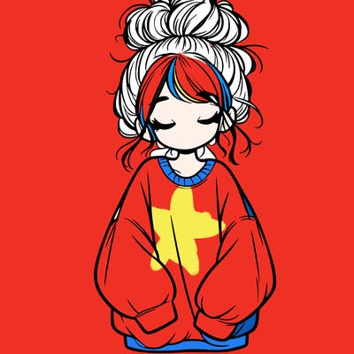 girl with baggy sweatshirt and messy bun