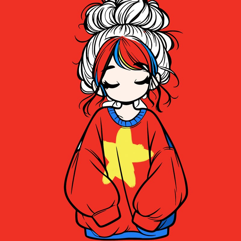 girl with baggy sweatshirt and messy bun