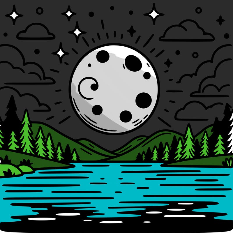 moonlight shining on a lake