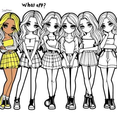 a group of girls realistic