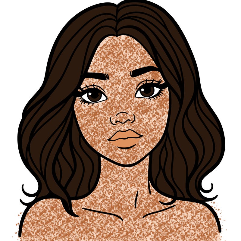 a woman with freckles