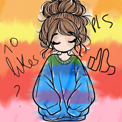 girl with baggy sweatshirt and messy bun