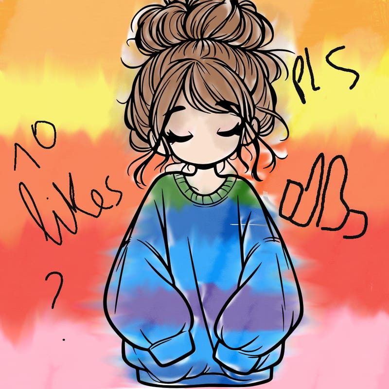 girl with baggy sweatshirt and messy bun