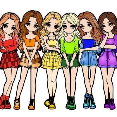 a group of girls realistic