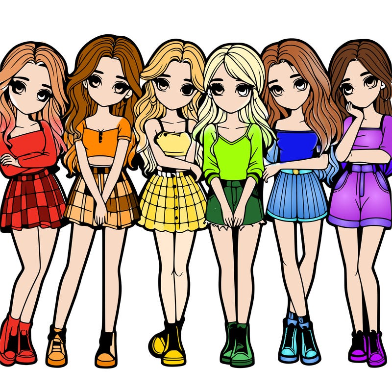 a group of girls realistic