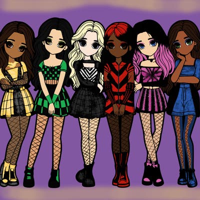 a group of girls realistic