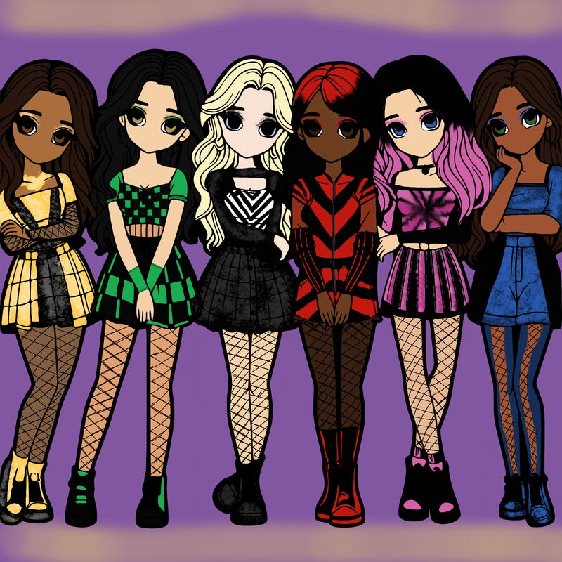 a group of girls realistic